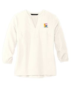 MERCER+METTLE Women's Stretch Crepe 3/4 Sleeve Blouse